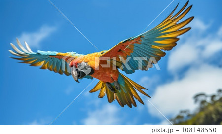 Beautifu macaw flying, Ara arakanga 108148550