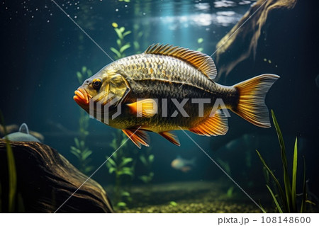 Predatory fish in aquarium Predatory fish in aquarium 108148600
