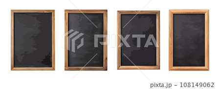 Blank chalkboard in wooden frame vector set isolated on white background 108149062