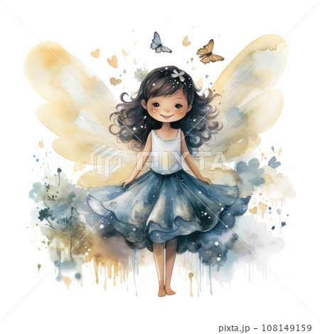cute waercolor tooth Fairy isolated 108149159