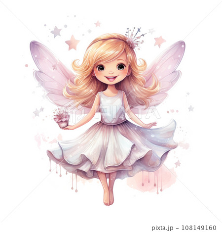 cute waercolor tooth Fairy isolated cute waercolor tooth Fairy isolated 108149160