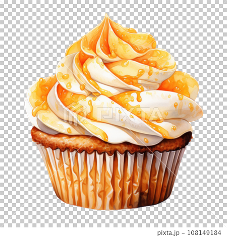 watercolor cupcake with orange isolated watercolor cupcake with orange isolated 108149184