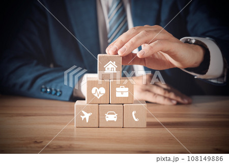 Insurance concept with wooden blocks 108149886