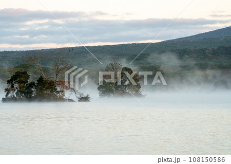 大沼公園の早朝の霧 108150586
