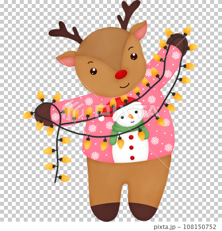 Watercolor Christmas Reindeer 108150752