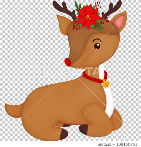 Watercolor Christmas Reindeer 108150753