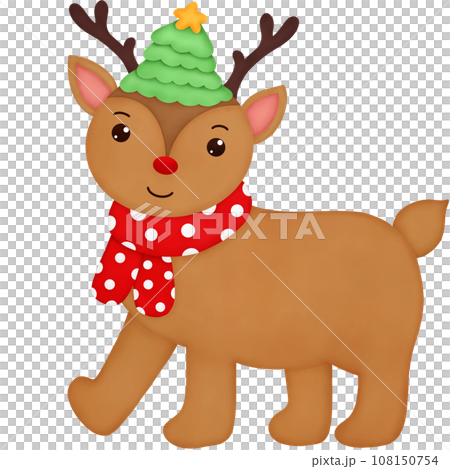 Watercolor Christmas Reindeer 108150754