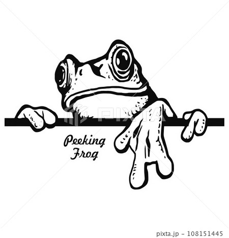 Peeking Frog - Comic Animal - Funny Animal - Wildlife Stencil - vector clipart stock Peeking Frog - Comic Animal - Funny Animal - Wildlife Stencil - vector clipart stock 108151445