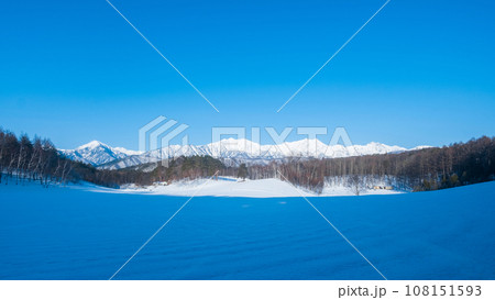 中山高原から望む冬の北アルプス 108151593