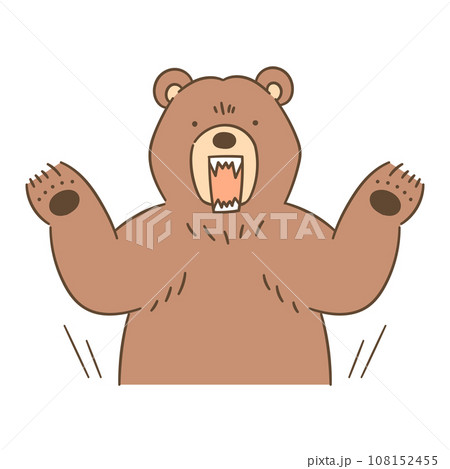 両手を上げて襲うヒグマのベクターイラスト 108152455