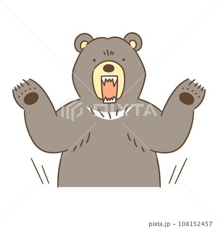 両手を上げて襲うツキノワグマのベクターイラスト 両手を上げて襲うツキノワグマのベクターイラスト 108152457