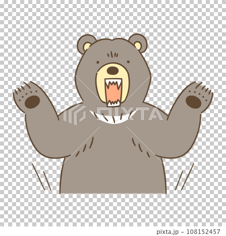 両手を上げて襲うツキノワグマのベクターイラスト 両手を上げて襲うツキノワグマのベクターイラスト 108152457