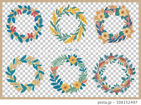 多彩植物花環框架 108152497