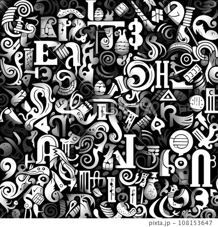 A lot of letters and figures in different fonts and sizes that create a chaotic pattern. Encrypted message in black and white. Geometric illustration of data and information A lot of letters and figures in different fonts and sizes that create a chaotic pattern. Encrypted message in black and white. Geometric illustration of data and information 108153647
