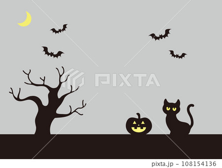 ハロウィンのかぼちゃと黒猫のかわいいフレーム背景イラスト素材 ハロウィンのかぼちゃと黒猫のかわいいフレーム背景イラスト素材 108154136