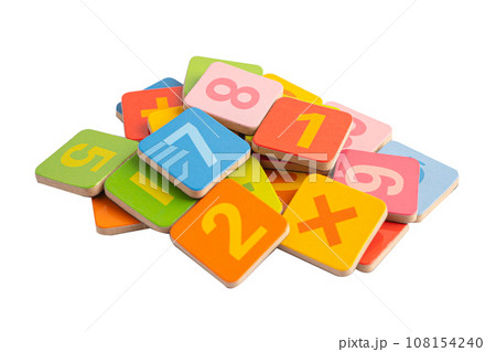 Math number colorful on white background, education study mathematics learning teach concept. 108154240