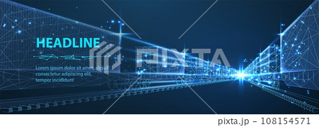 Freight train with containers on blue. Intermodal transport, freight logistics, global export 108154571
