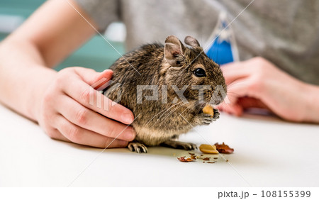 Degu chilean squirrel eating nuts 108155399