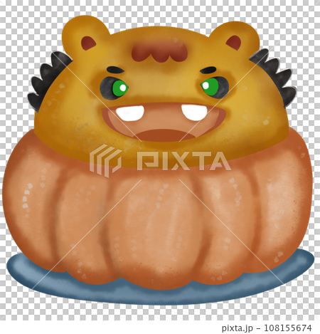 cute smile orange pumpkin monster with green eyes cute smile orange pumpkin monster with green eyes 108155674