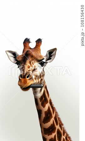 Giraffe isolated on light background 108156430