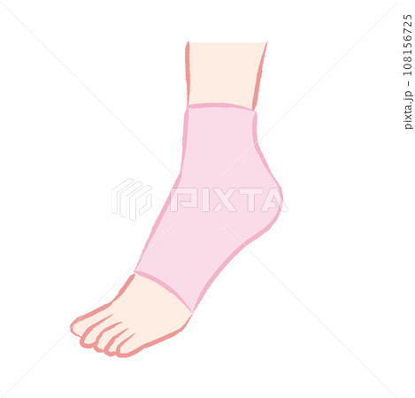 かかとを保湿・ケアする靴下を履いた足のイラスト かかとを保湿・ケアする靴下を履いた足のイラスト 108156725