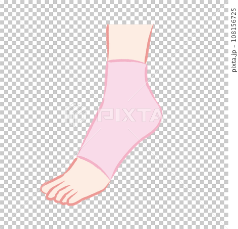 かかとを保湿・ケアする靴下を履いた足のイラスト かかとを保湿・ケアする靴下を履いた足のイラスト 108156725