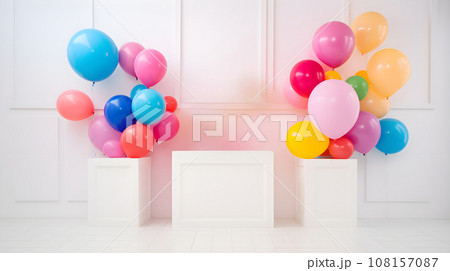 colorful balloons on white studio colorful balloons on white studio 108157087
