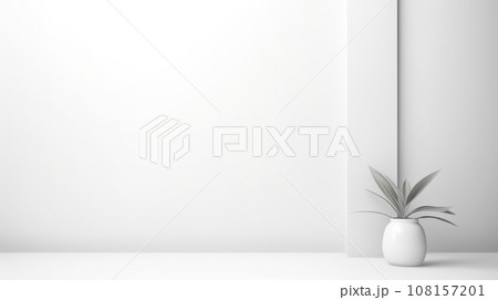 White wall background for product, business presentation, mockup template abstraction, backdrop and a vase with flower White wall background for product, business presentation, mockup template abstraction, backdrop and a vase with flower 108157201
