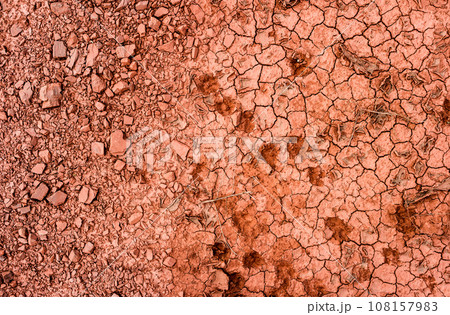 Deserted cracked ground near open-cast in Kryvyi Rih Deserted cracked ground near open-cast in Kryvyi Rih 108157983