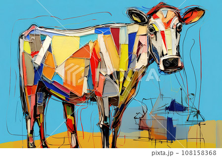 Abstract cow painting. Farm animals. Animals art. 108158368