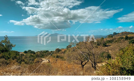 View of island of Rhodes from Carian Trail, Datca Peninsula, Turkey. View of island of Rhodes from Carian Trail, Datca Peninsula, Turkey. 108158949