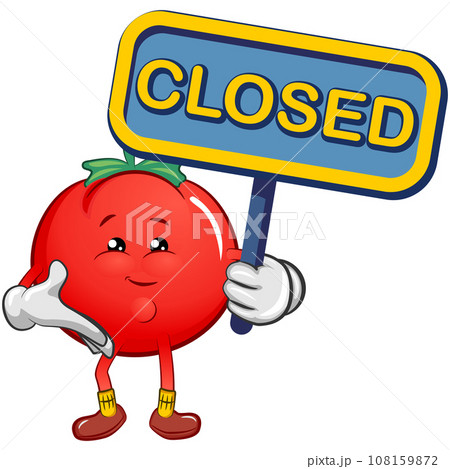 vector mascot character of cute tomato carrying a sign that says closed vector mascot character of cute tomato carrying a sign that says closed 108159872