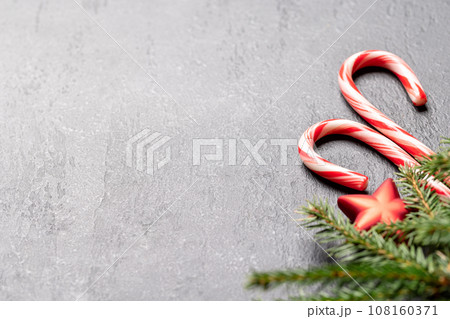 Christmas fir tree branch with decor and space 108160371