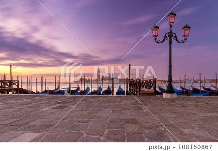 The large Venetian lagoon and the island of San Giorgio Maggiore at dawn. The large Venetian lagoon and the island of San Giorgio Maggiore at dawn. 108160867