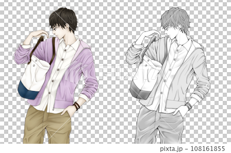 トートバッグを持つスタイリッシュな男子学生 トートバッグを持つスタイリッシュな男子学生 108161855