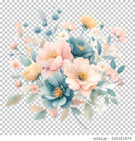 Watercolor floral bouquet isolated on white background. 108161874