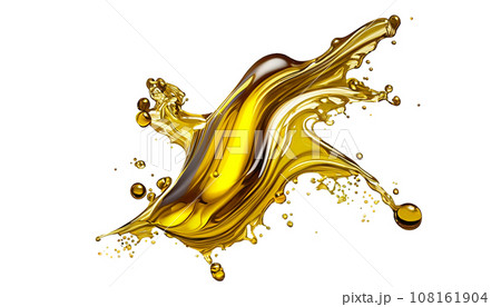 Beautiful olive or engine oil splash isolated on white background 108161904