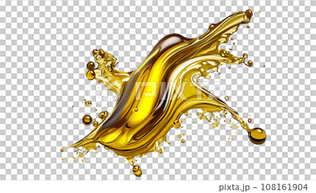 Beautiful olive or engine oil splash isolated on white background 108161904