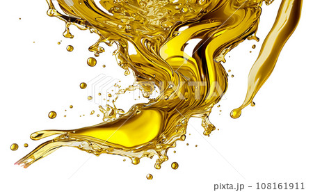 Beautiful olive or engine oil splash isolated on white background 108161911