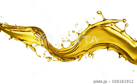 Beautiful olive or engine oil splash isolated on white background 108161912