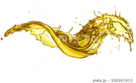 Beautiful olive or engine oil splash isolated on white background 108161913