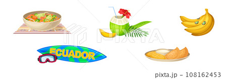 Different Ecuador Objects and National Symbols Vector Set 108162453