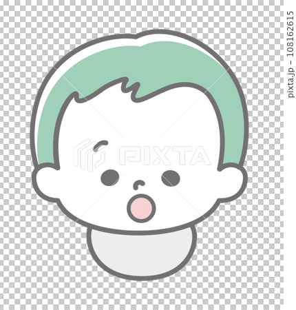 表情：驚く赤ちゃん 顔 単品_3色 108162615