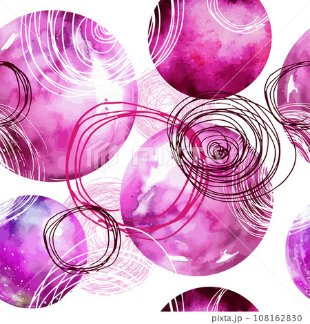 Polka dot seamless purple pattern. Scribble texture. Textile rapport watercolor circles. Seamless pattern of circles with pen. hand drawing. Not AI, Illustrat3. Vector illustration Polka dot seamless purple pattern. Scribble texture. Textile rapport watercolor circles. Seamless pattern of circles with pen. hand drawing. Not AI, Illustrat3. Vector illustration 108162830