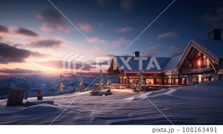 Ski resort in snow mountain Ski resort in snow mountain 108163491