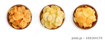 Set or collection of different flavor potato chips 108164170
