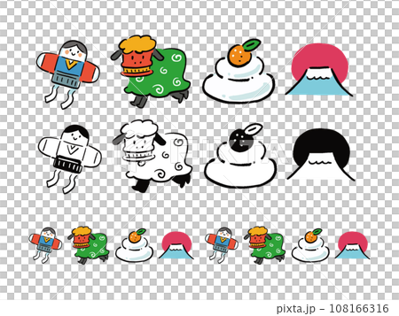 New Year motif line illustration New Year motif line illustration 108166316