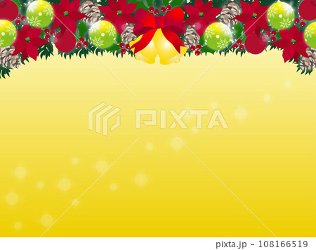 背景がゴールドの赤いオーナメントのクリスマス背景デザイン 108166519