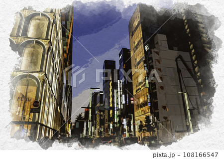 水彩画風　銀座　銀座五丁目中央通り　東京都中央区 108166547
