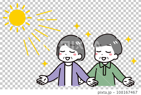 Senior men and women sunbathing 108167467